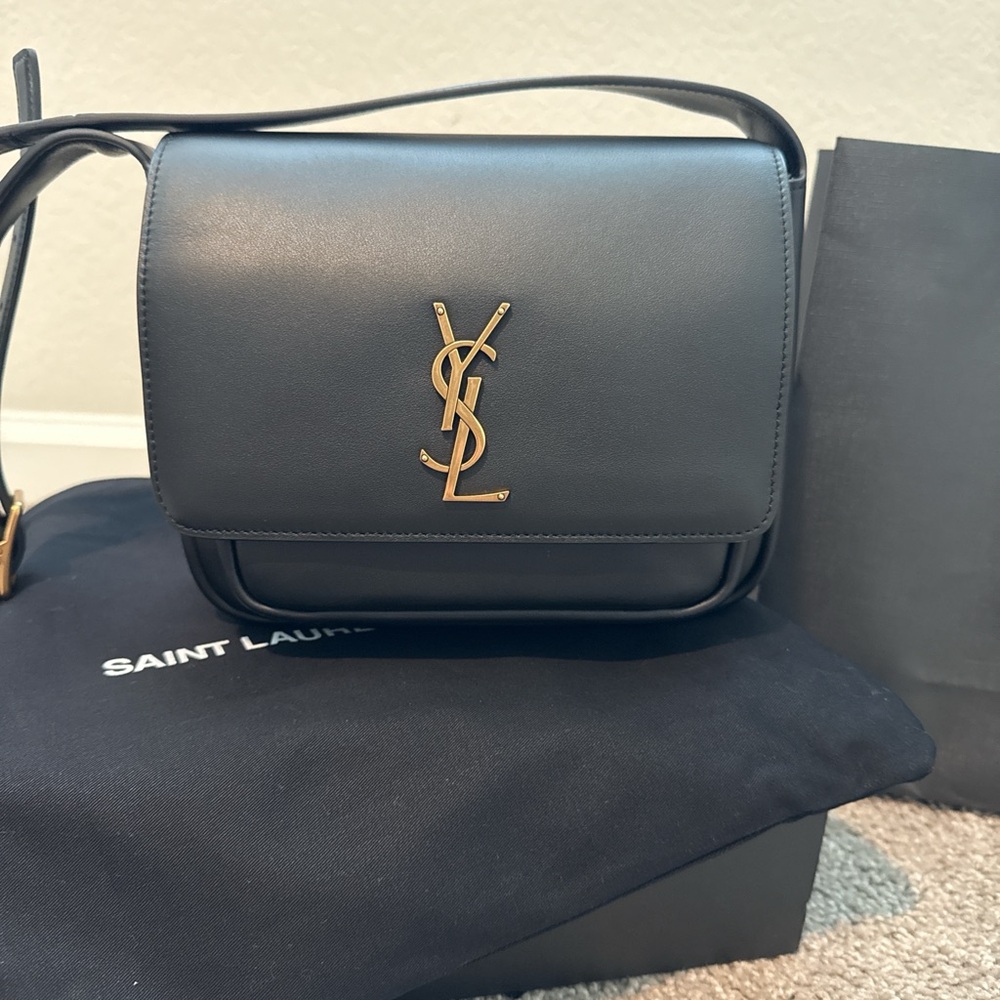 Saint Laurent Black Crossbody Bag with Iconic Logo